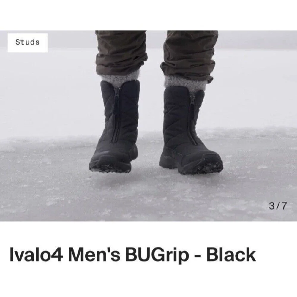 New ICEBUG Ivalo4 Men BUGrip Black Snow Boots Sz 11.5 Lightweight Warm Zipper